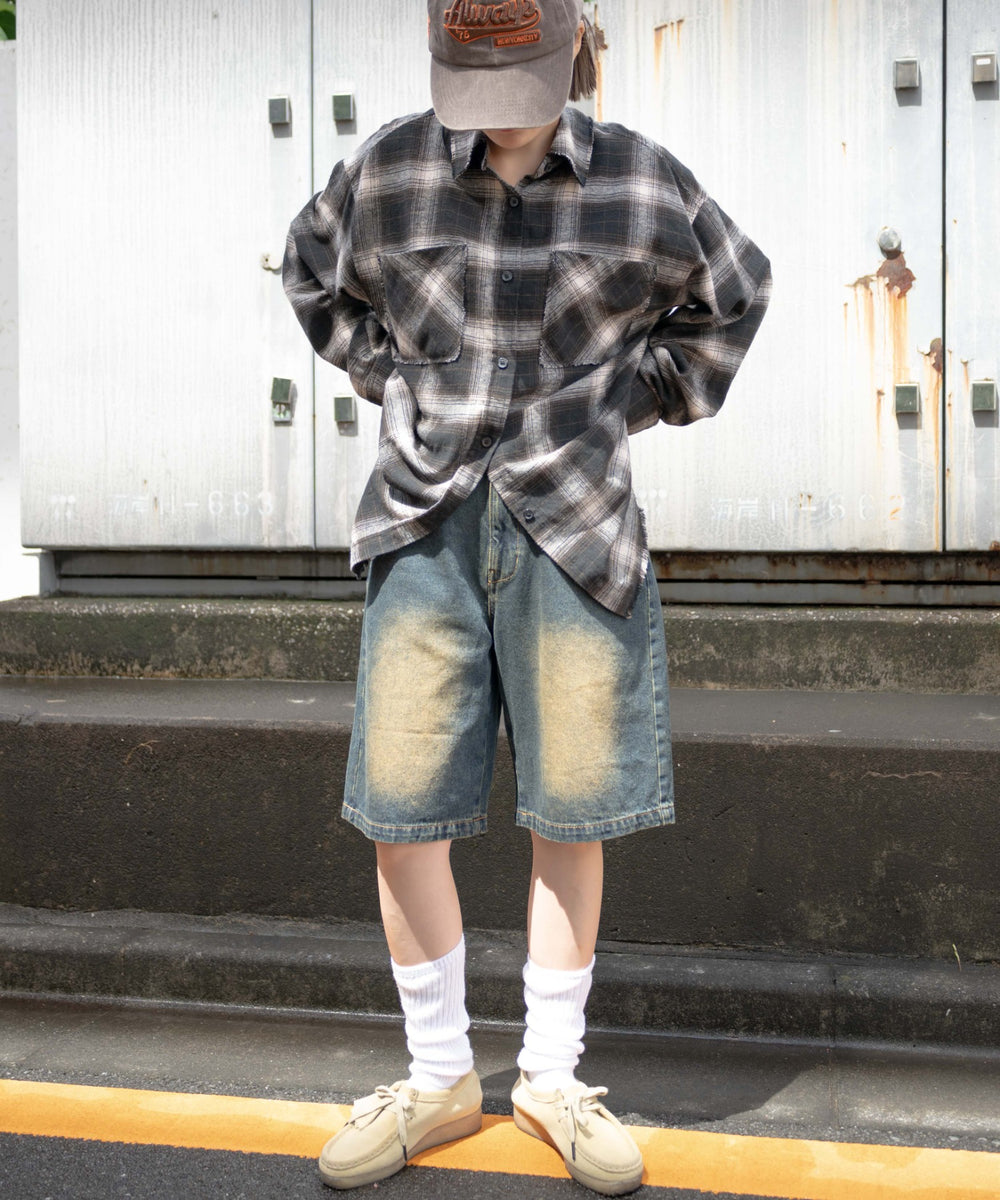 インディゴ濃オーバーダイ　モデル:155cm F着用