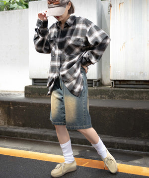 インディゴ濃オーバーダイ　モデル:155cm F着用