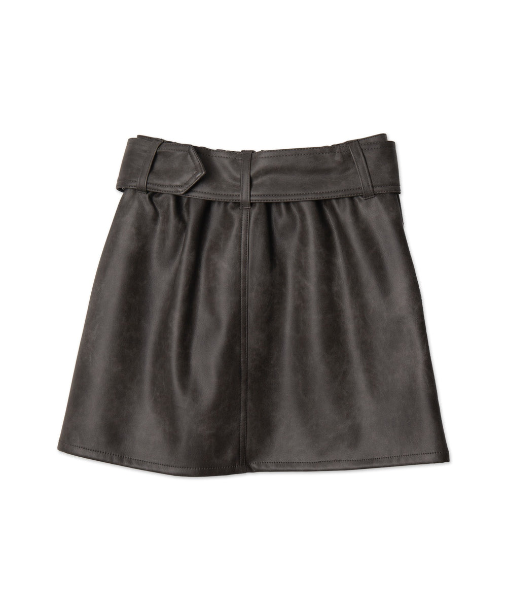 ベルト付ヴィンテージライク合皮ミニスカート