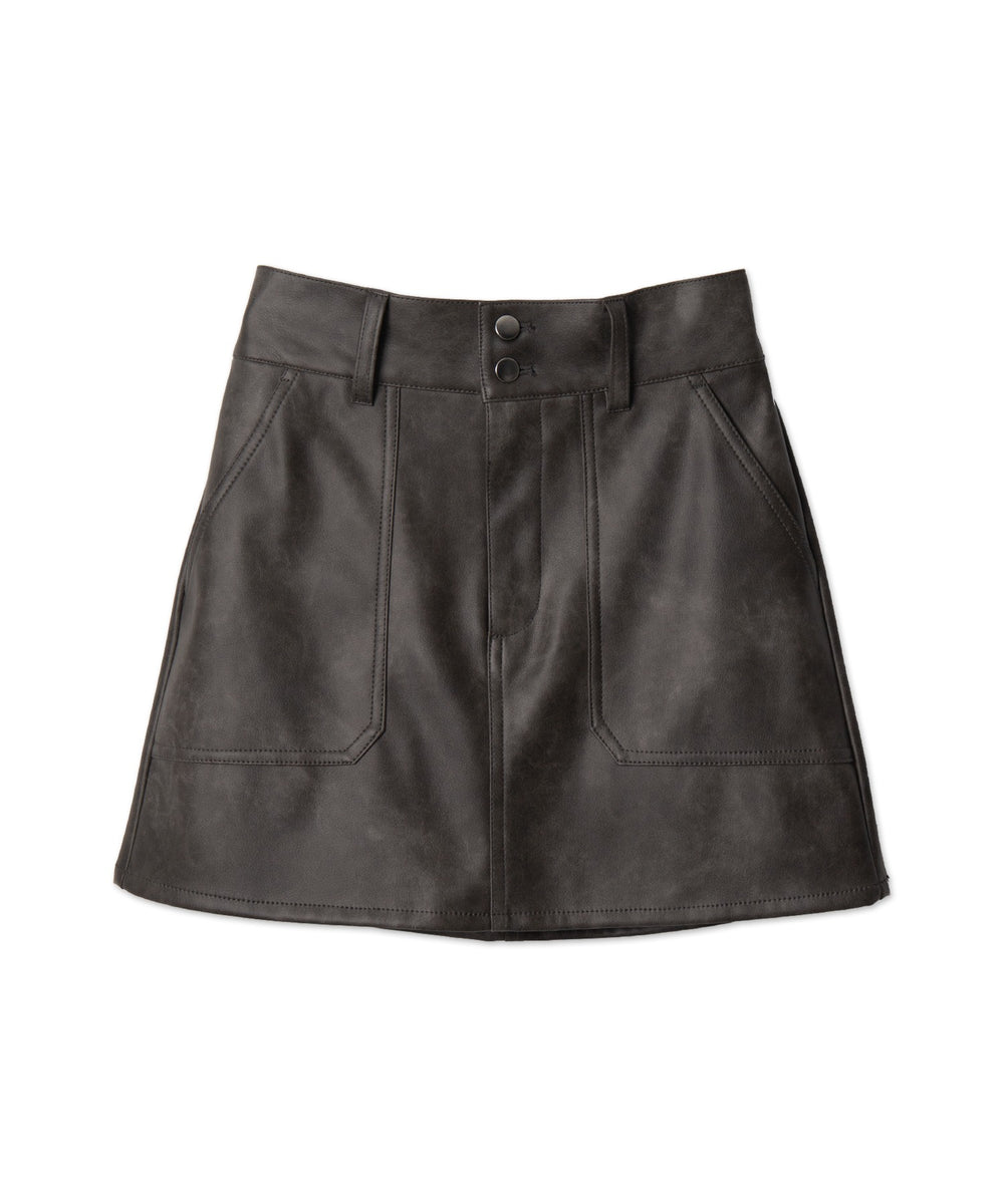 ベルト付ヴィンテージライク合皮ミニスカート