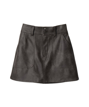 ベルト付ヴィンテージライク合皮ミニスカート
