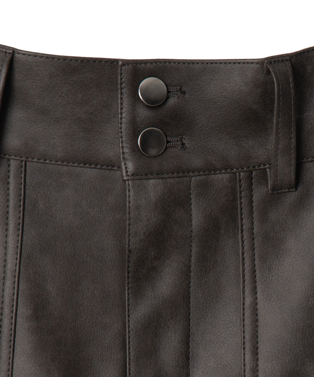 ベルト付ヴィンテージライク合皮ミニスカート