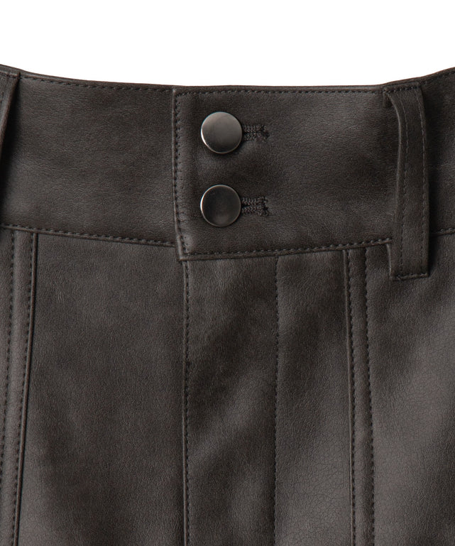 ベルト付ヴィンテージライク合皮ミニスカート