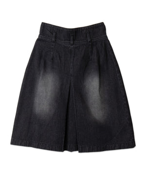 ヴィンテージウォッシュデニムプリーツミドルスカート