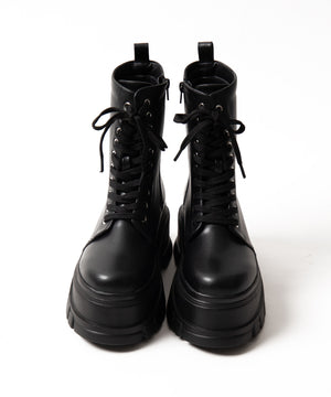 厚底ボリュームレースアップショートブーツ