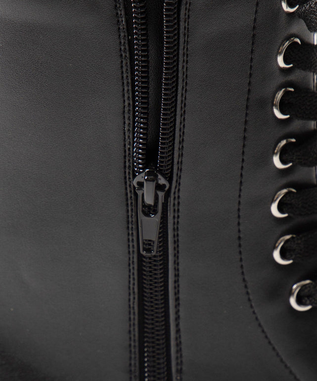 厚底ボリュームレースアップショートブーツ