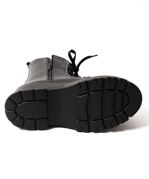 厚底ボリュームレースアップショートブーツ