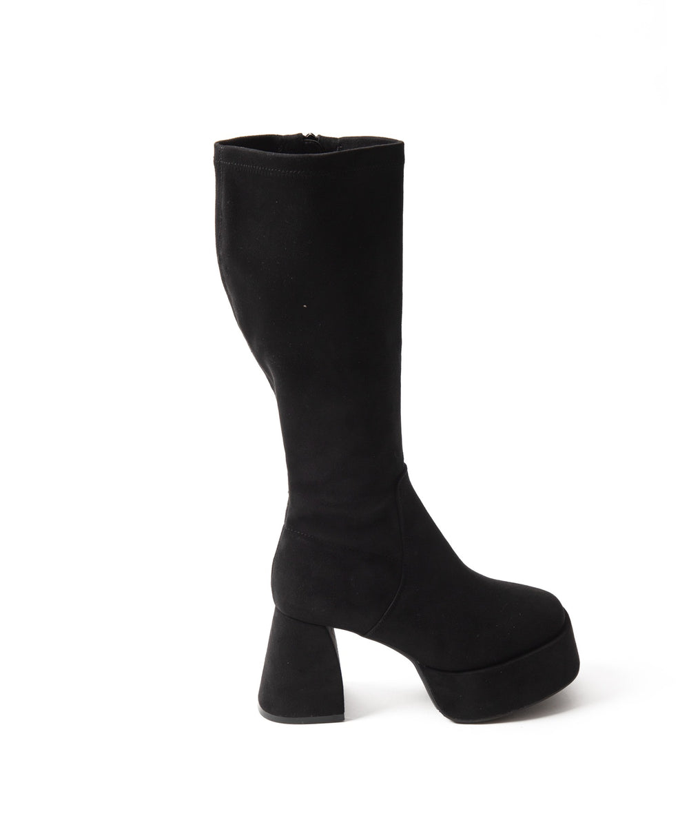 ストーム付きワイドヒールロングブーツ