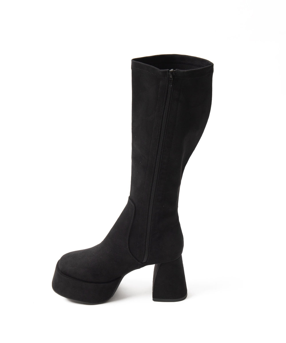 ストーム付きワイドヒールロングブーツ