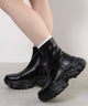厚底スニーカーソールショートブーツ/ブラックPU（ブラック）