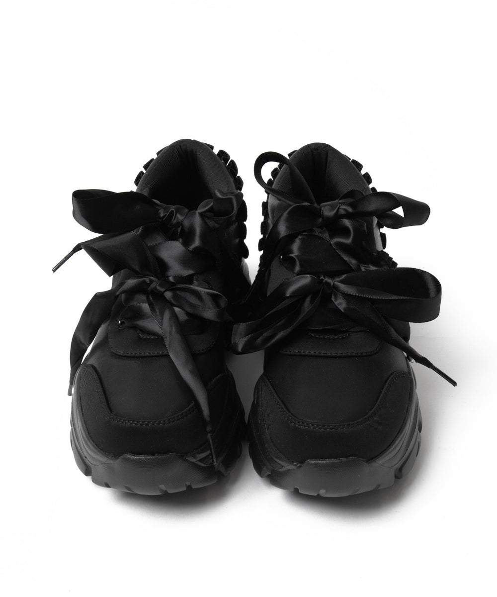 ダブルリボン厚底ダッドスニーカー
