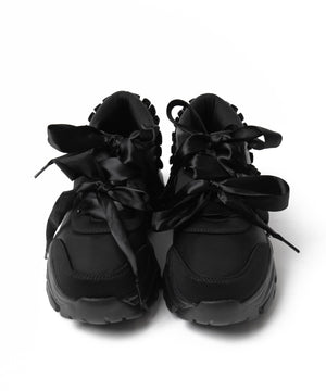 ダブルリボン厚底ダッドスニーカー