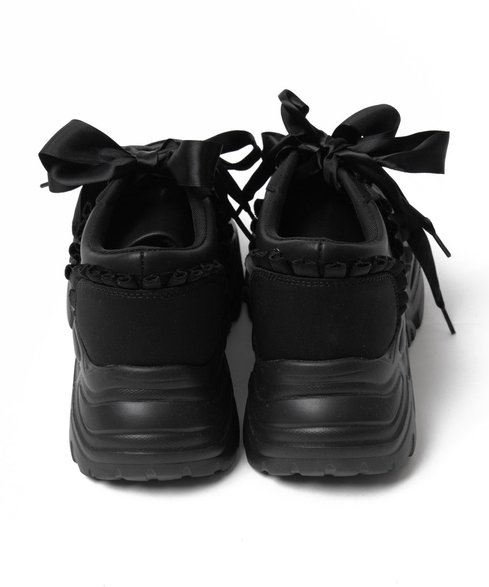 ダブルリボン厚底ダッドスニーカー