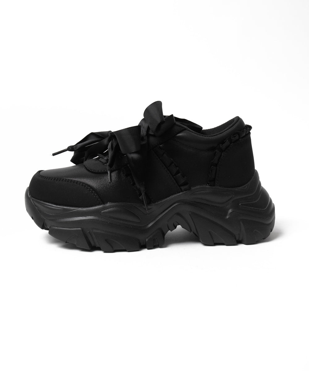 ダブルリボン厚底ダッドスニーカー
