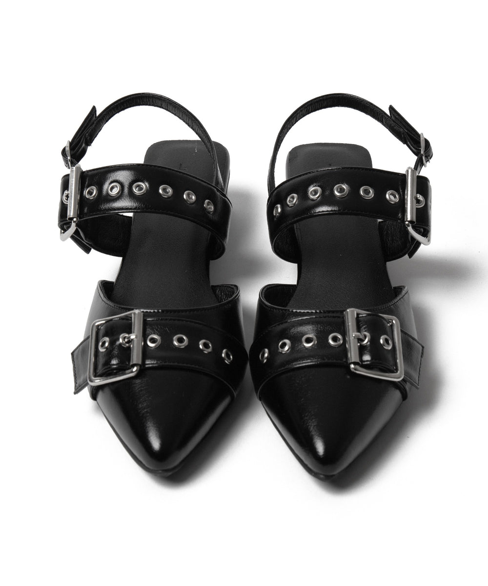 ハトメベルトポインテッドシューズ