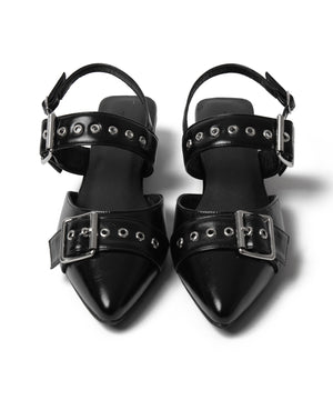 ハトメベルトポインテッドシューズ