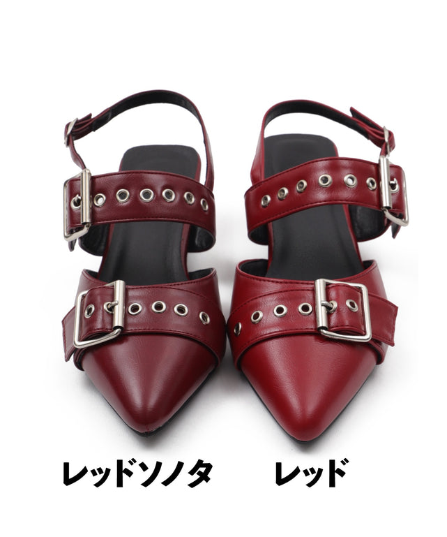 ハトメベルトポインテッドシューズ