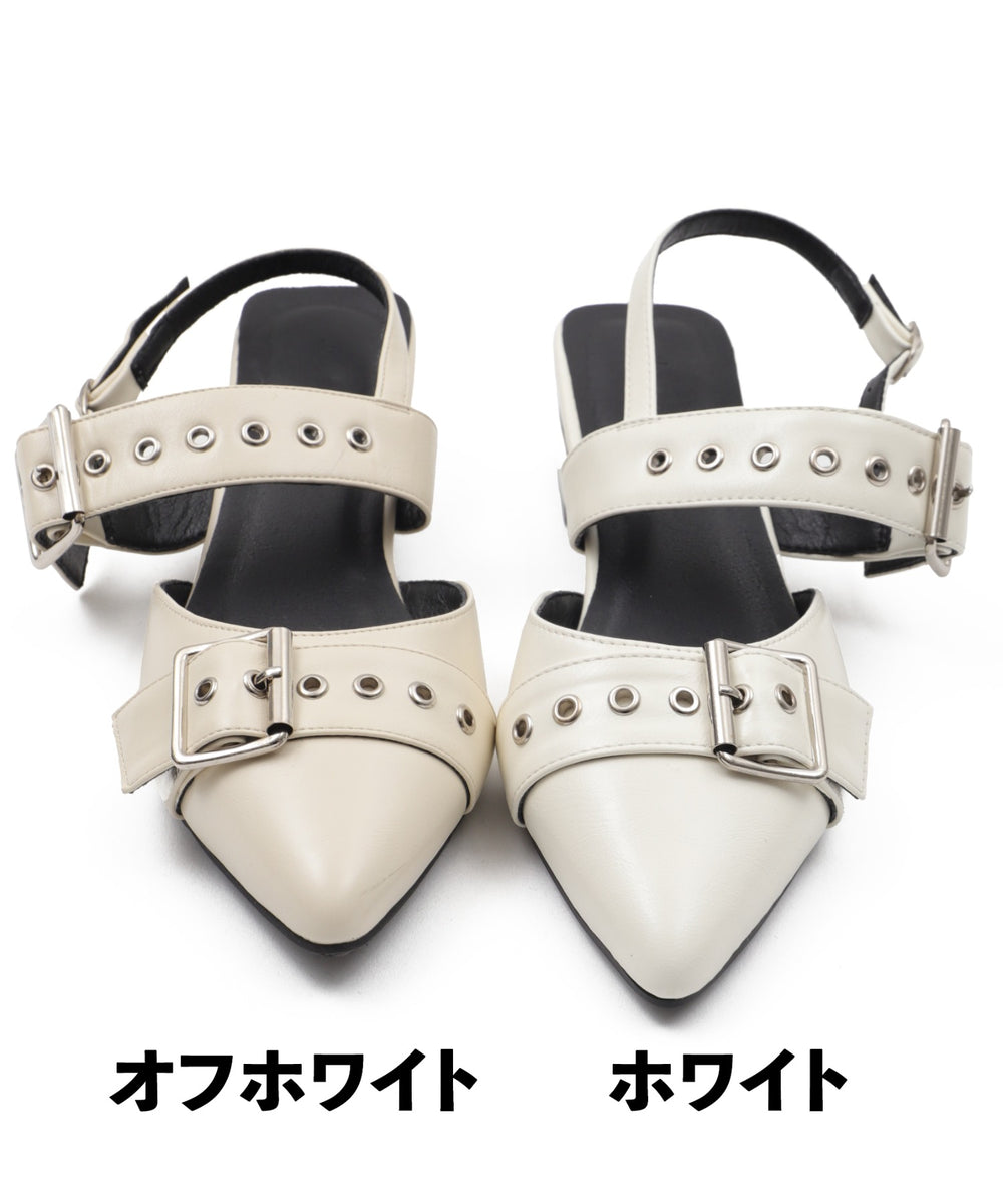 ハトメベルトポインテッドシューズ