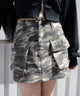 ヴィンテージウォッシュカーゴミニスカート/迷彩柄 モデル:155cm F着用 モデル:155cm F着用