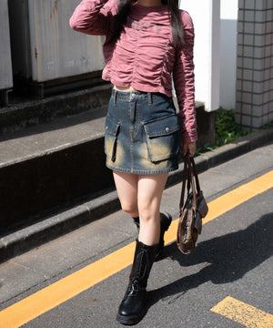 インディゴ濃オーバーダイ モデル:155cm F着用