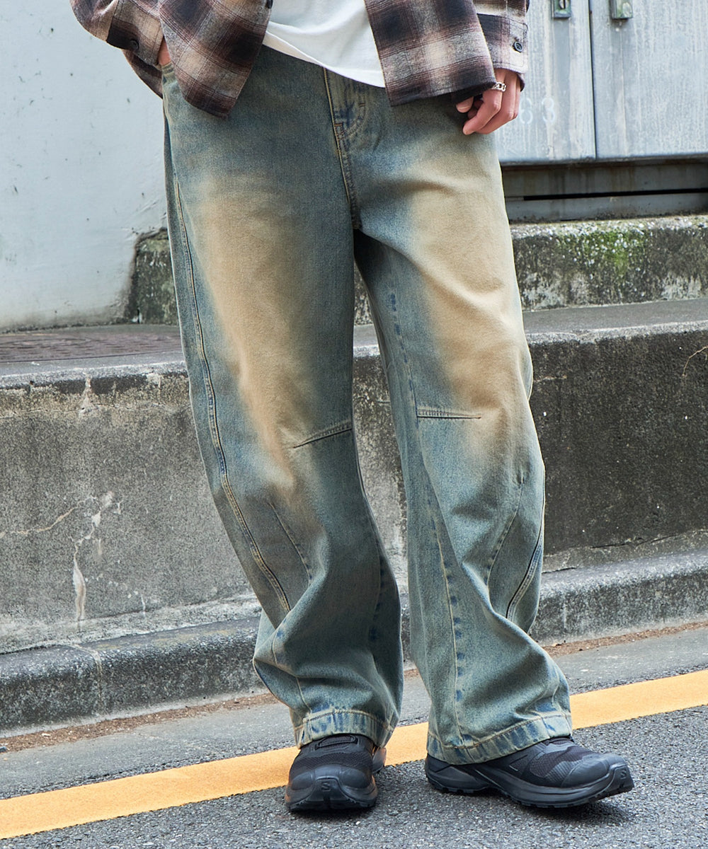 デニム淡加工 モデル：180cm L着用