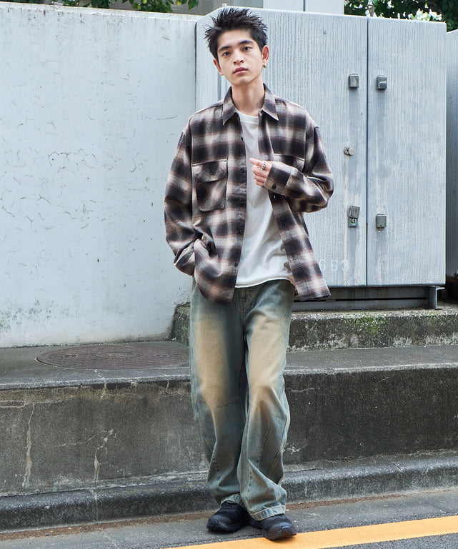 デニム淡加工 モデル：180cm L着用