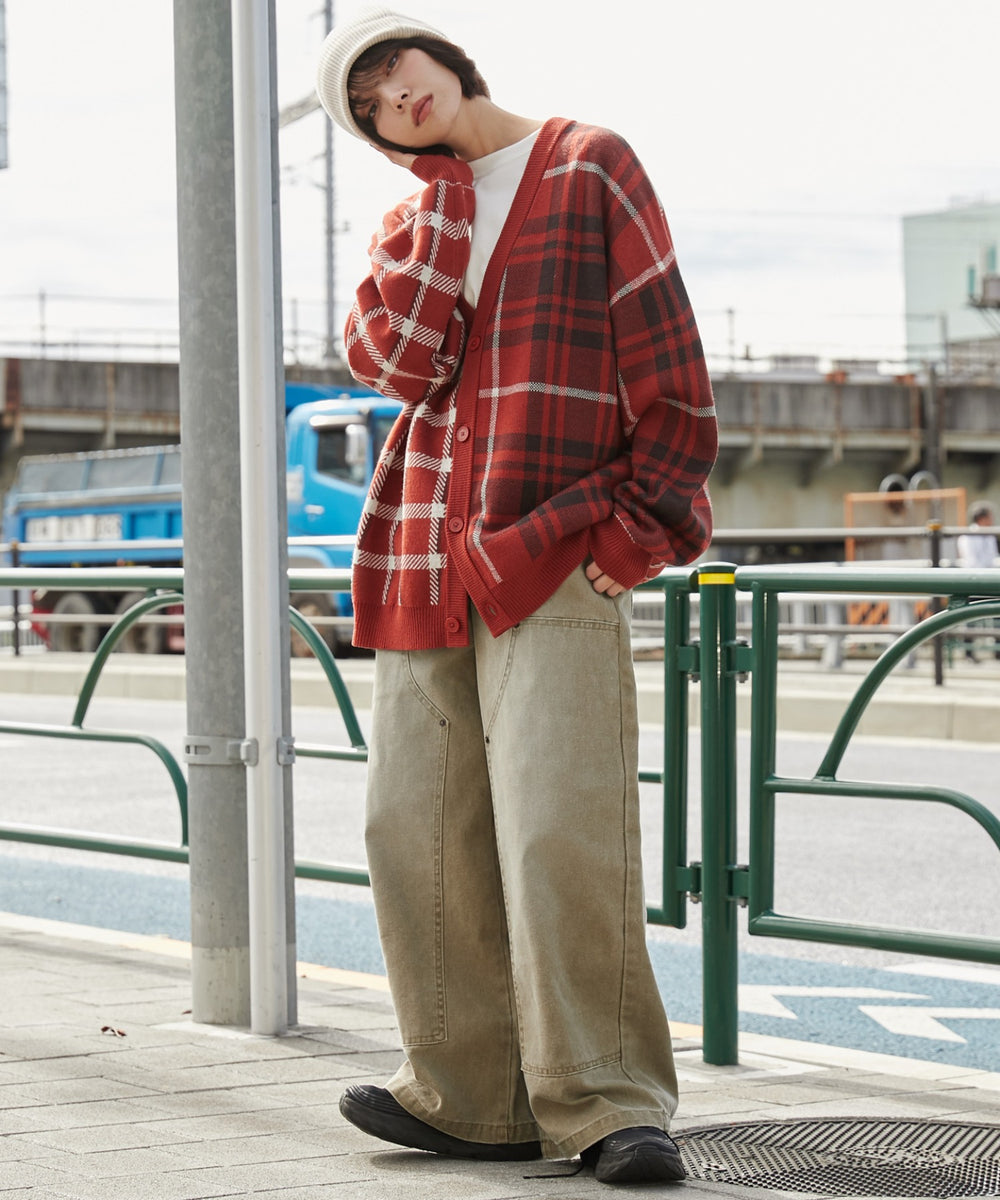 オレンジチェック モデル：160cm L着用