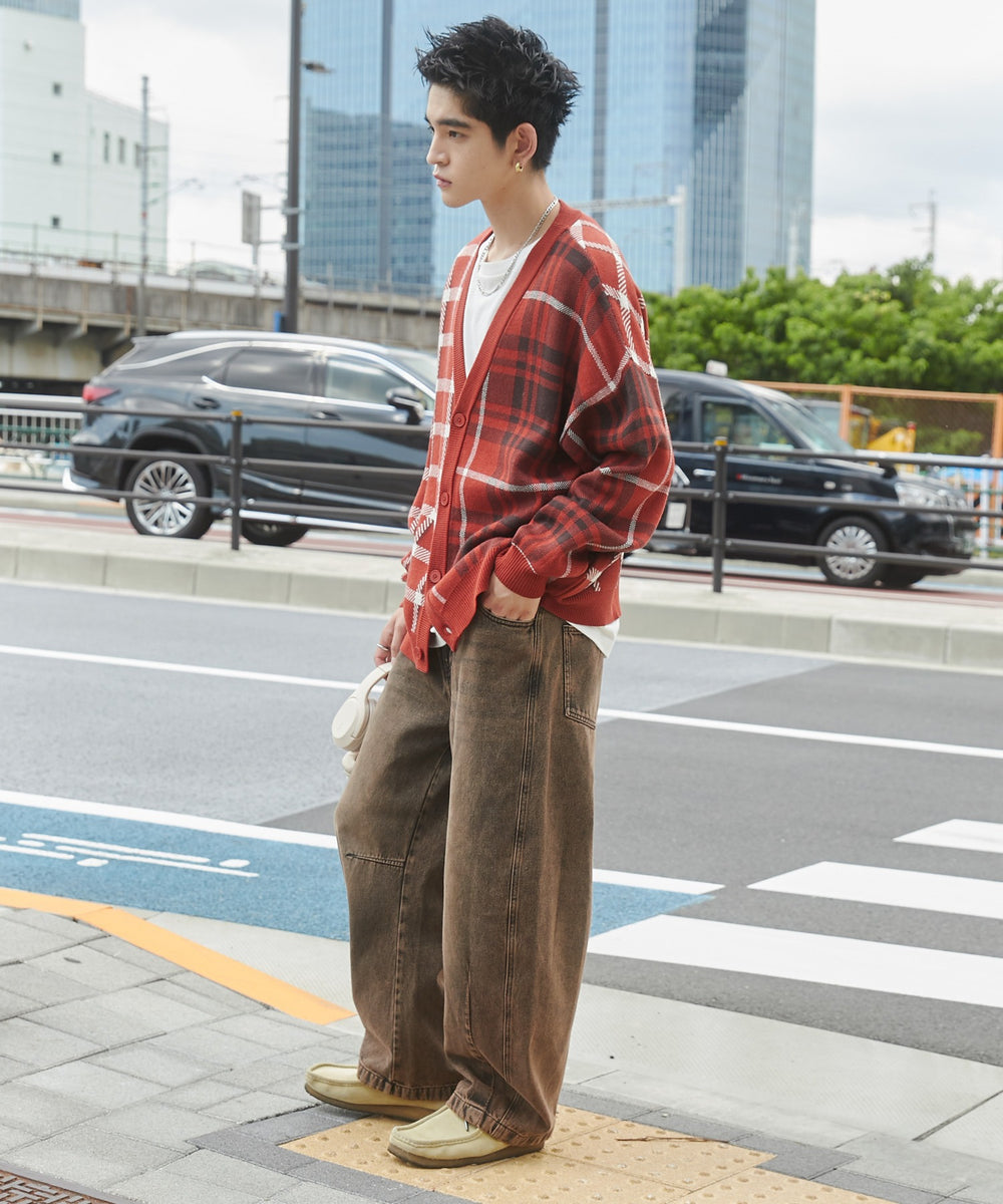 オレンジチェック モデル：180cm L着用