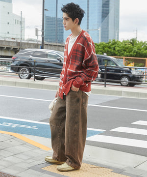 オレンジチェック モデル：180cm L着用