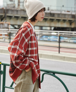 オレンジチェック モデル：160cm L着用