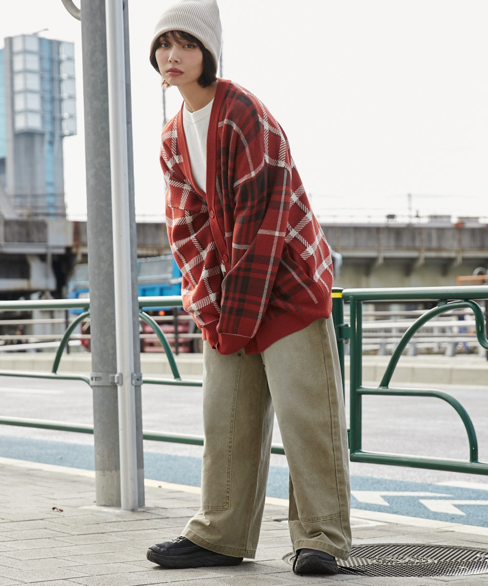 オレンジチェック モデル：160cm L着用