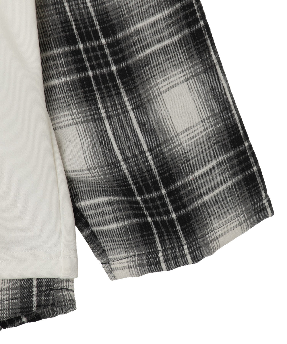 チェックレイヤードパーカー