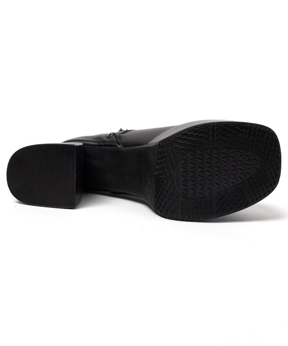 ストーム付きワイドヒールショートブーツ