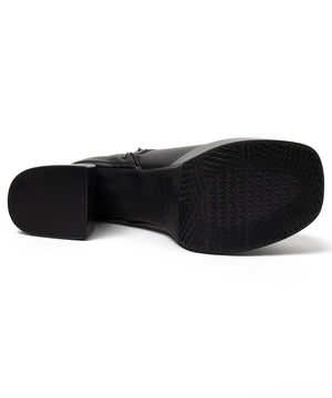 ストーム付きワイドヒールショートブーツ