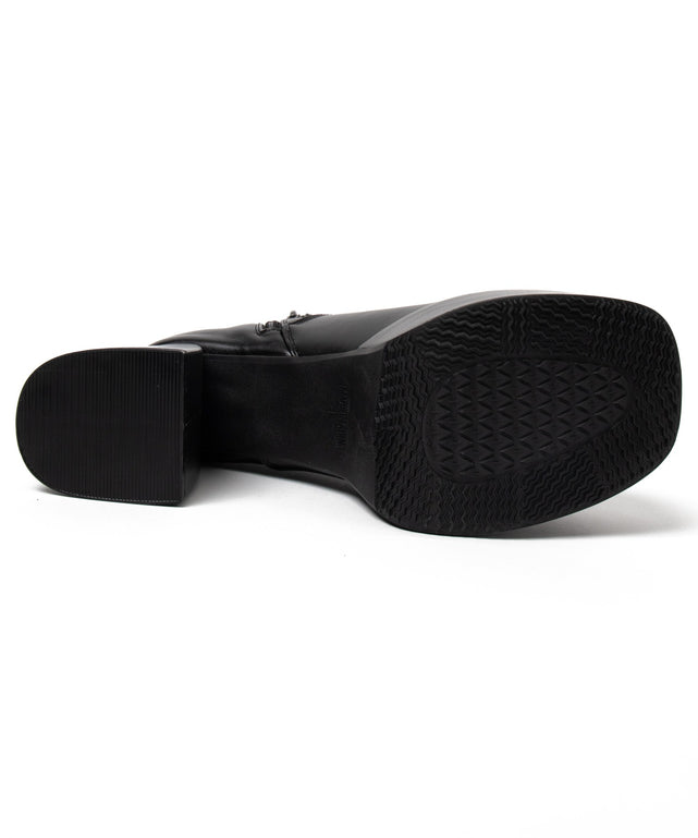 ストーム付きワイドヒールショートブーツ