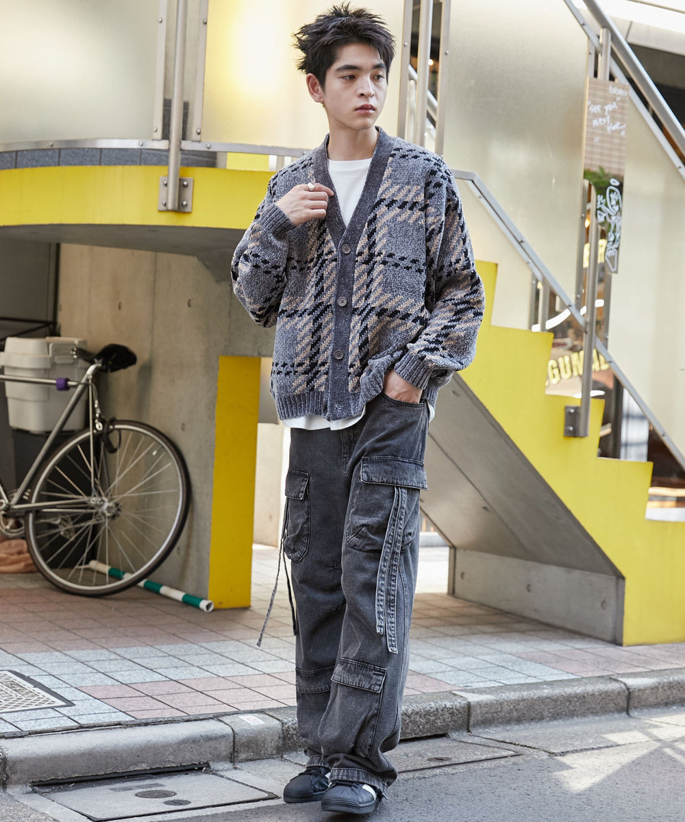 グレーチェック1　モデル:180cm L着用