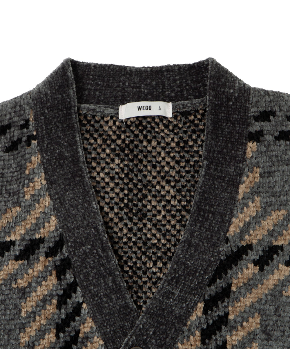 ベロアモールパターンカーディガン