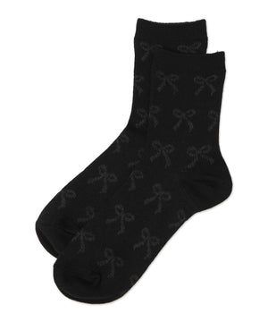 ジャガード総柄リボンソックス(23-25cm)