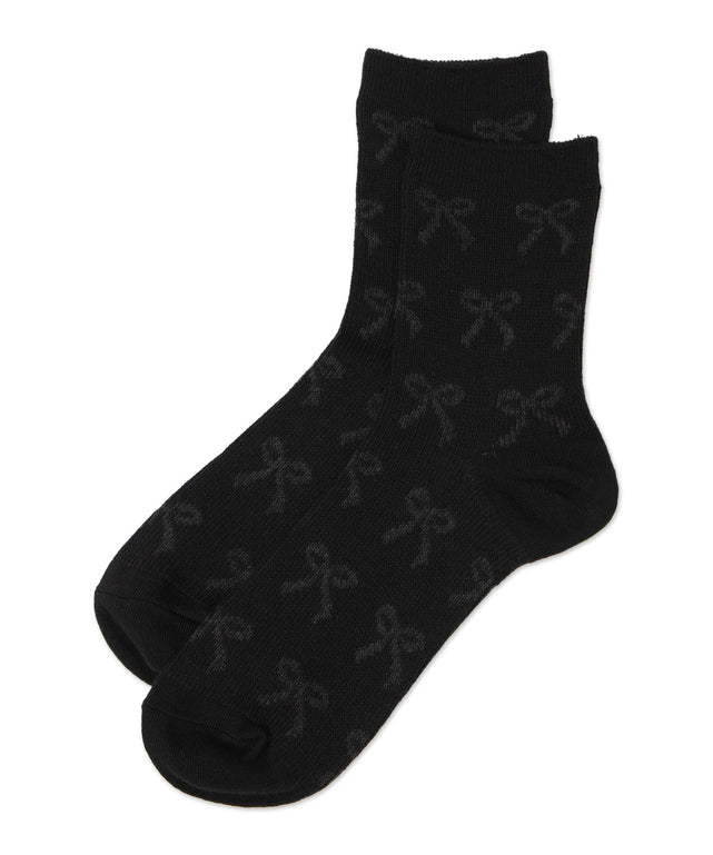 ジャガード総柄リボンソックス(23-25cm)