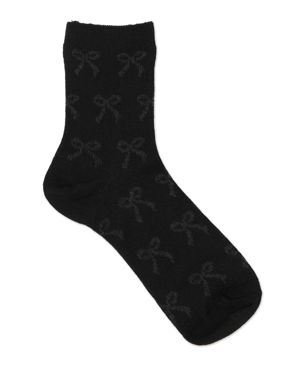 ジャガード総柄リボンソックス(23-25cm)