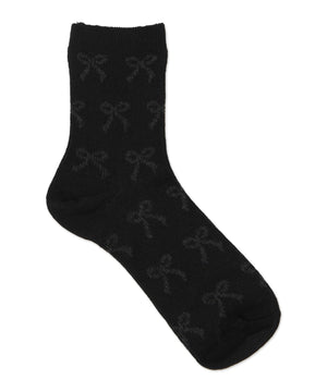 ジャガード総柄リボンソックス(23-25cm)