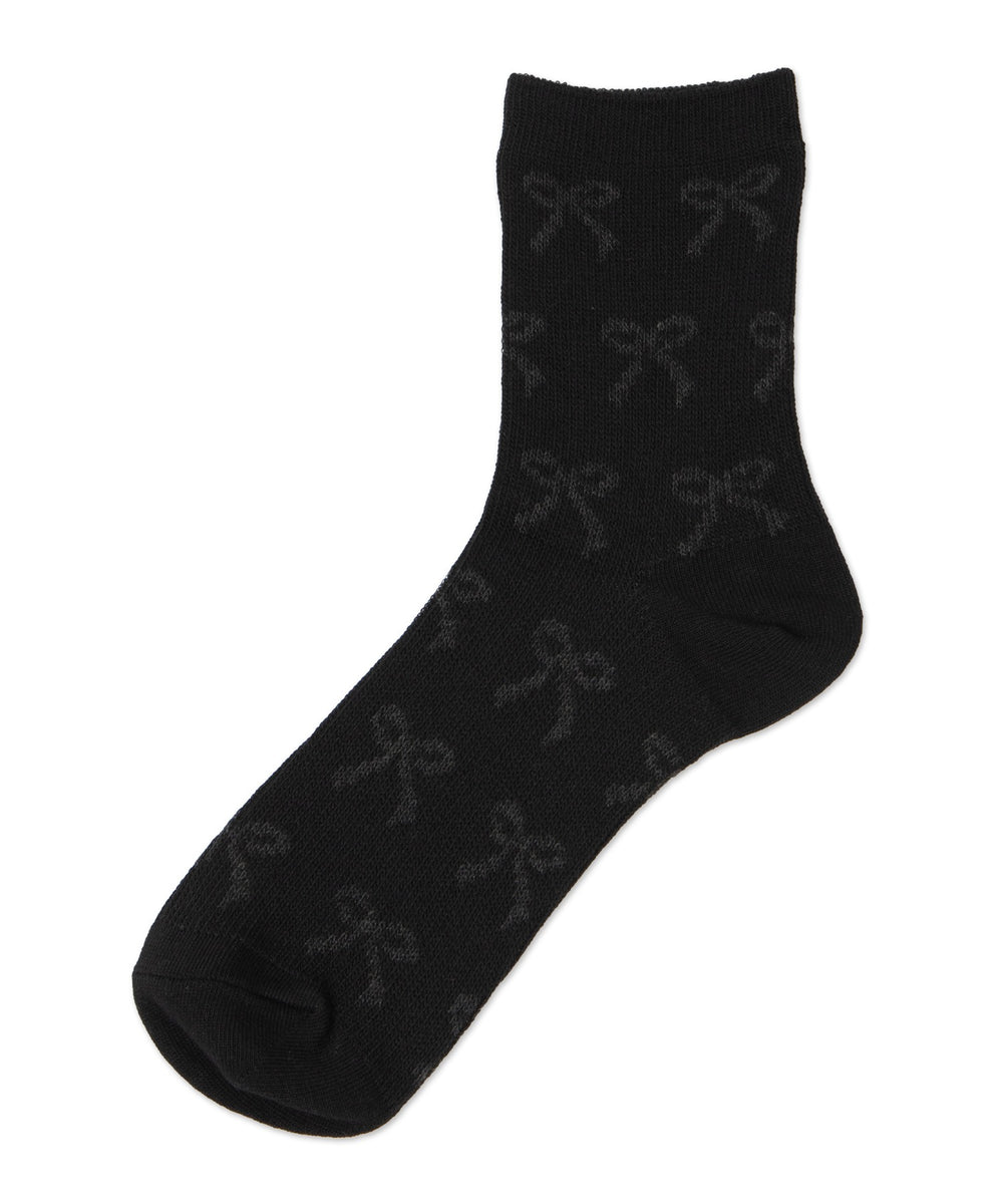 ジャガード総柄リボンソックス(23-25cm)