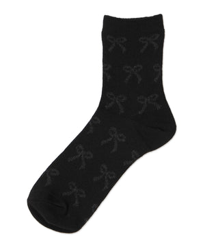 ジャガード総柄リボンソックス(23-25cm)