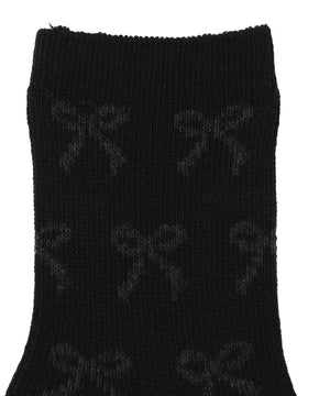 ジャガード総柄リボンソックス(23-25cm)