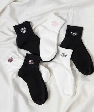デザインロゴ刺繍アンクル底パイルソックス(23-25cm)