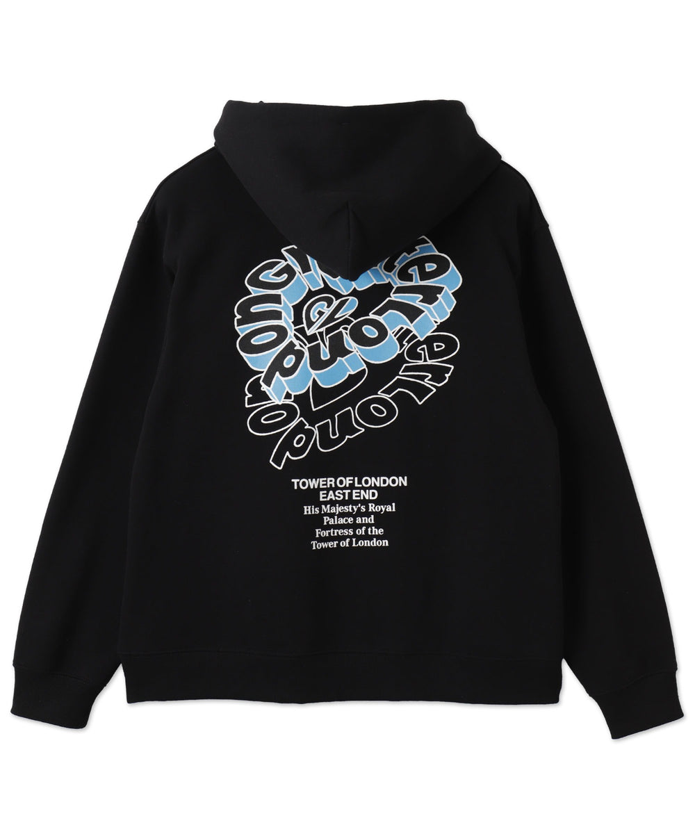 リラックスフィットバックロゴジップパーカー