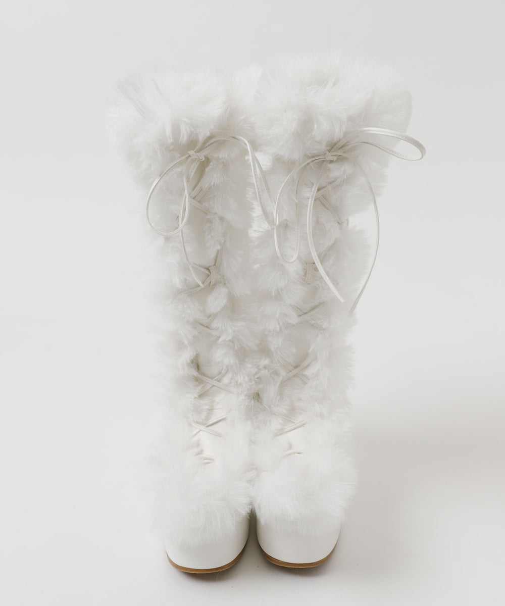 レースアップボリュームファーロングブーツ