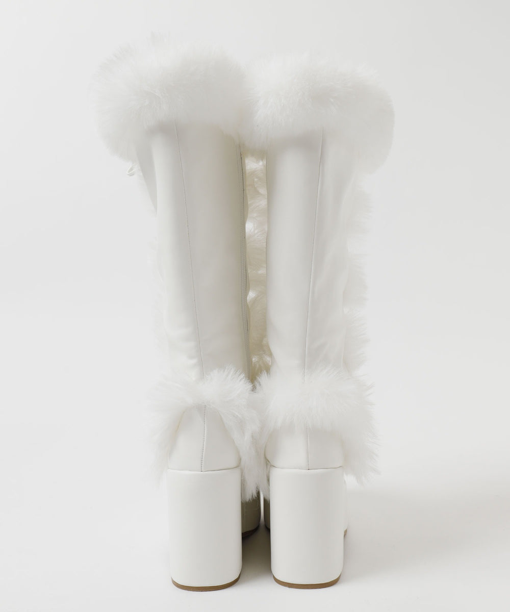 レースアップボリュームファーロングブーツ