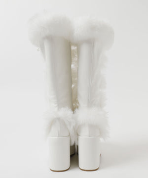 レースアップボリュームファーロングブーツ