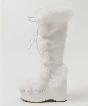 レースアップボリュームファーロングブーツ